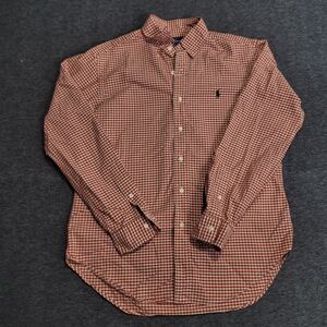 Ralph Lauren Medium button front polo shirt longsleeve geometric gingham collar